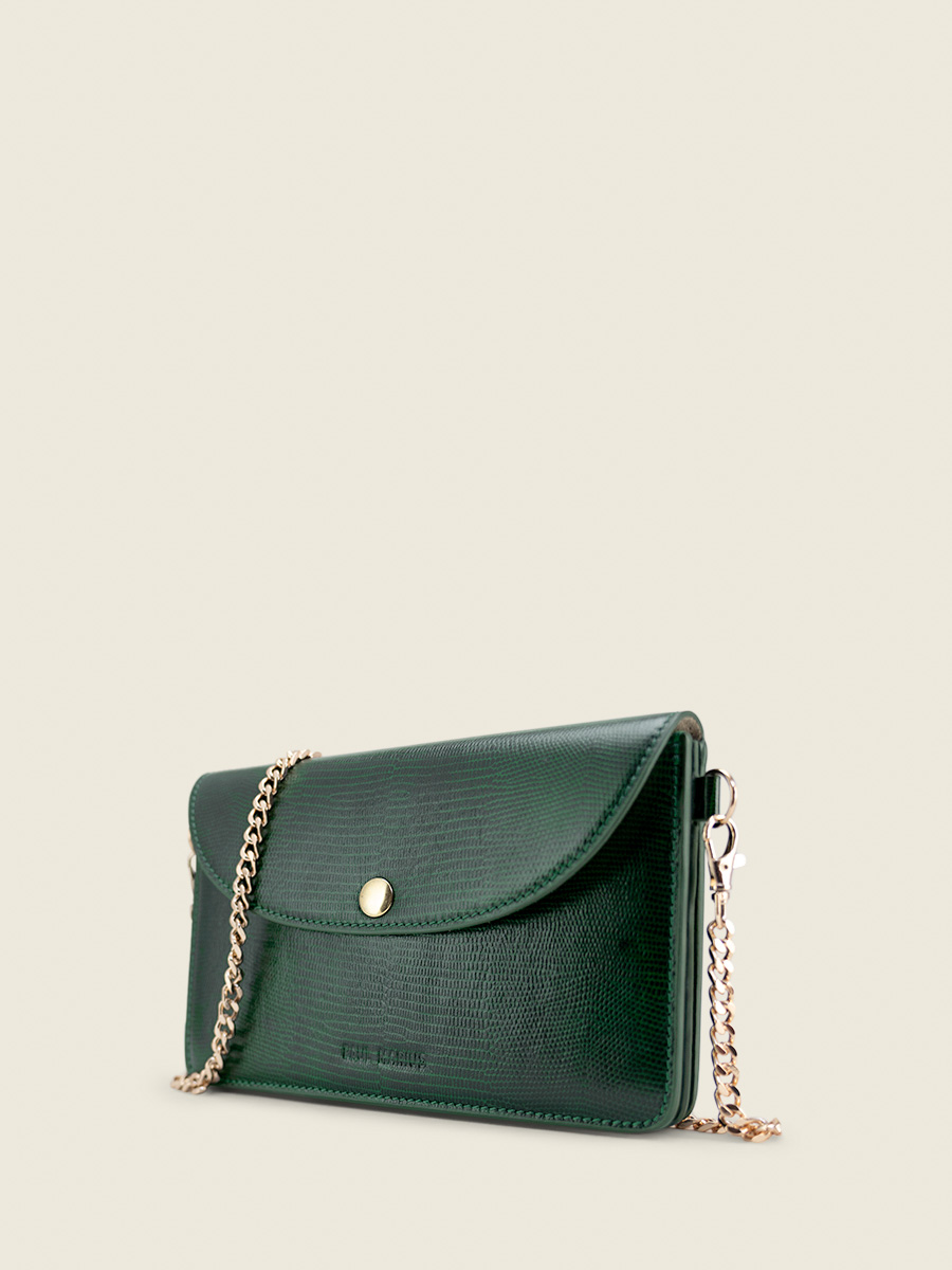foto-vista-laterale-borsa-pochette-in-pelle-verde-bertille-1960-paul-marius-w44-l-dg