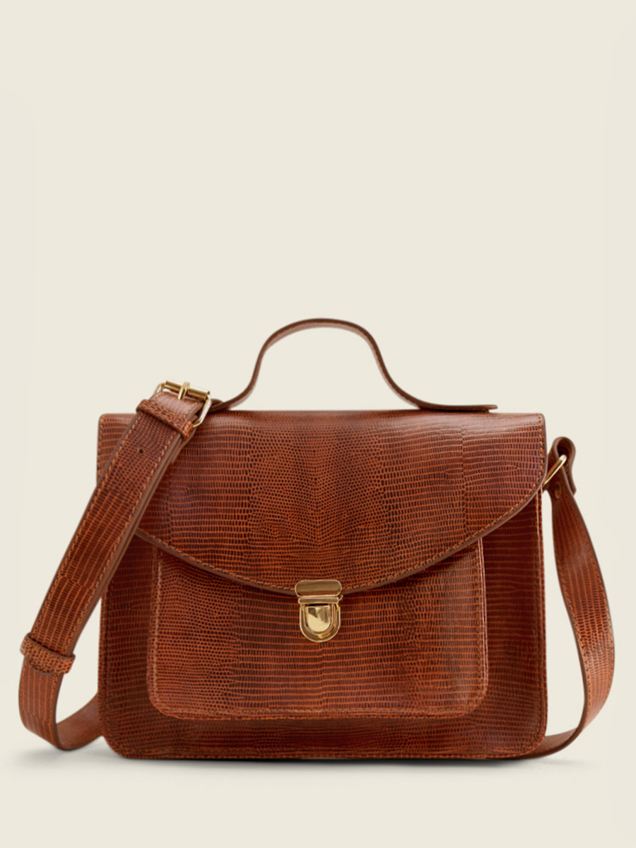 foto-vista-frontale-borsa-a-mano-in-pelle-marrone-mademoiselle-george-1960-paul-marius-w05-l-l