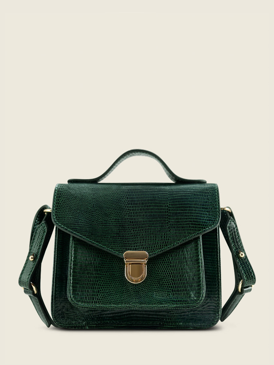 foto-vista-frontale-borsa-a-mano-in-pelle-verde-mademoiselle-george-xs-1960-paul-marius-w05xs-l-dg