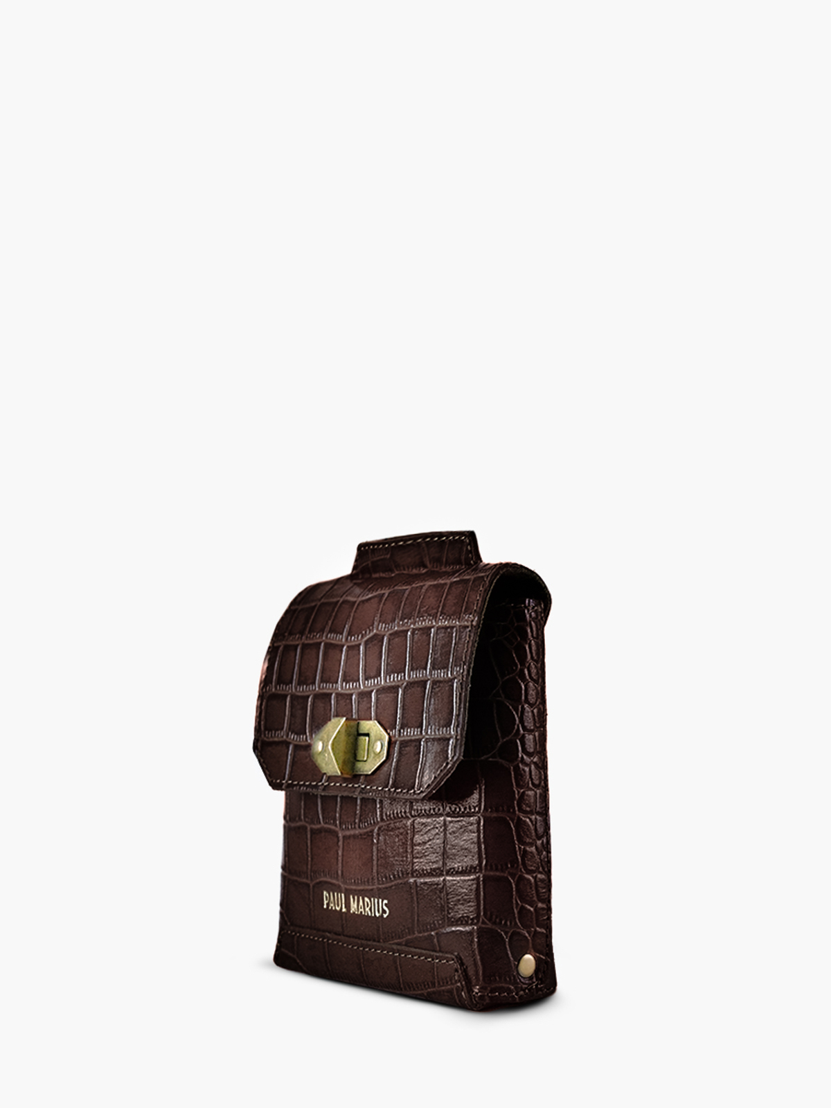 foto-vista-laterale-borsa-portacellulare-in-pelle-donna-agathe-alligator-marrone-paul-marius-m70-a-db