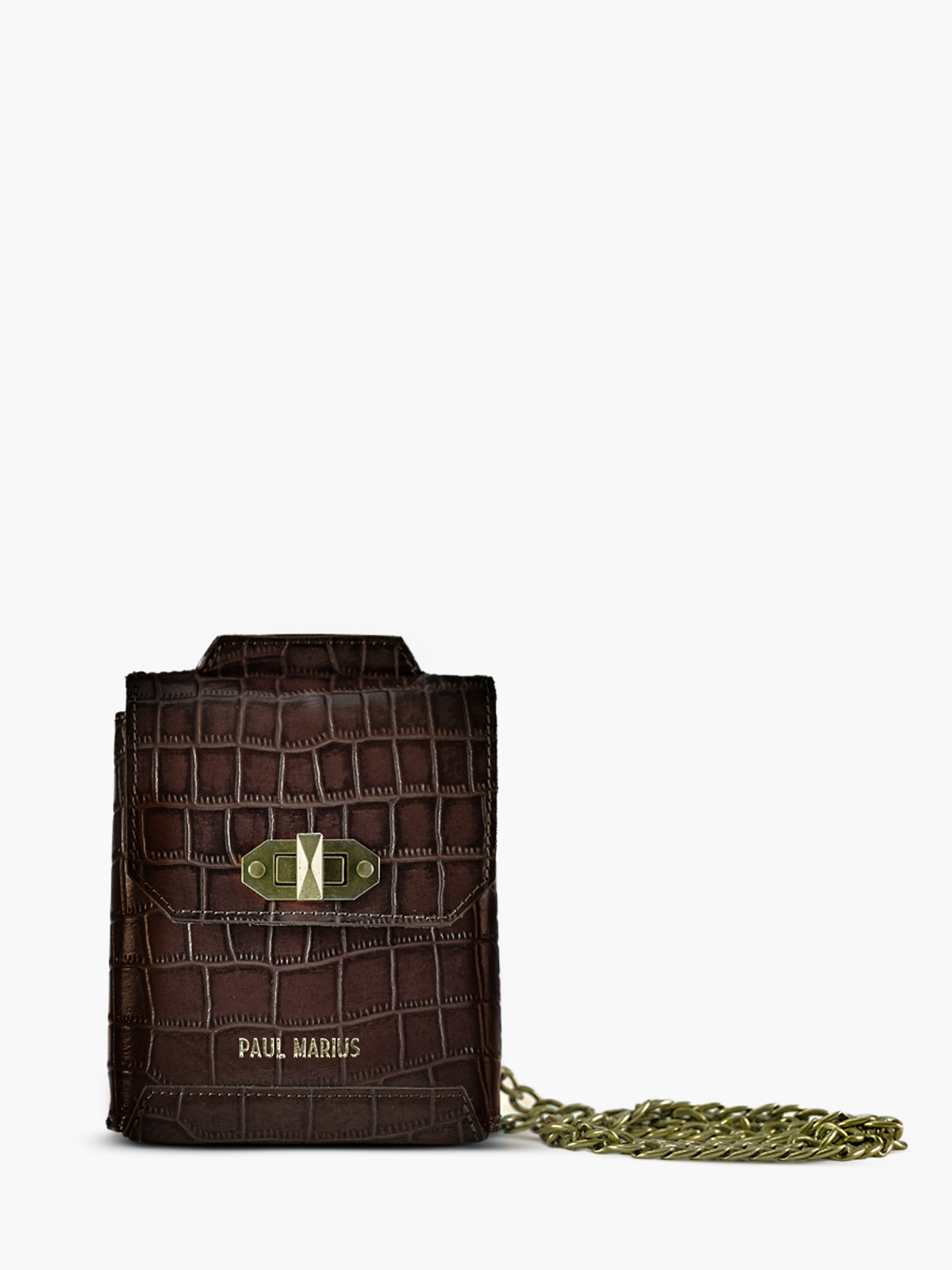 foto-vista-frontale-borsa-telefono-in-pelle-donna-agathe-alligator-marrone-paul-marius-m70-a-db