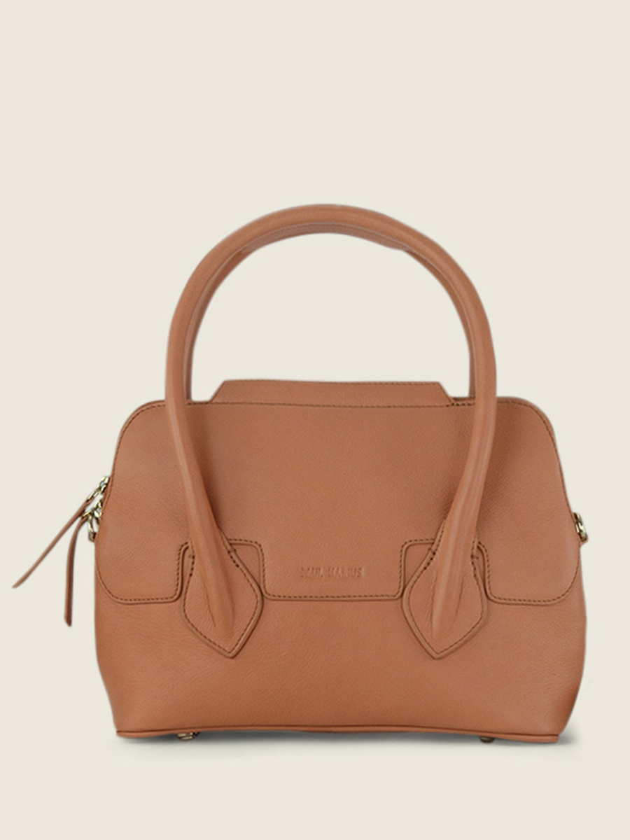 foto-vista-frontale-borsa-a-mano-in-pelle-marrone-gisele-s-art-deco-caramel-paul-marius-w32s-ad-ca