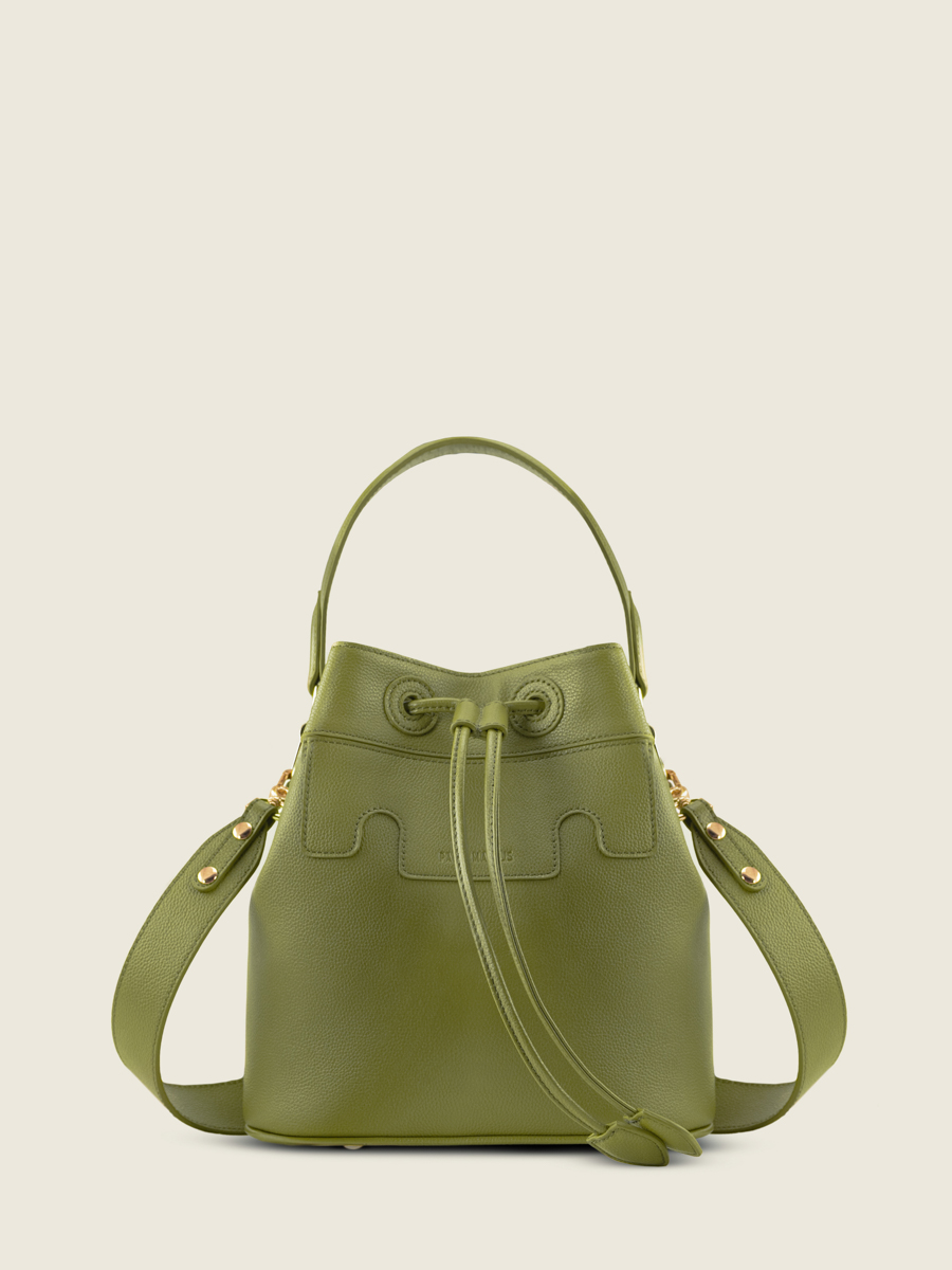 borsa-a-secchiello-in-pelle-capucine-verde-oliva-vista-frontale-w39-gr-o