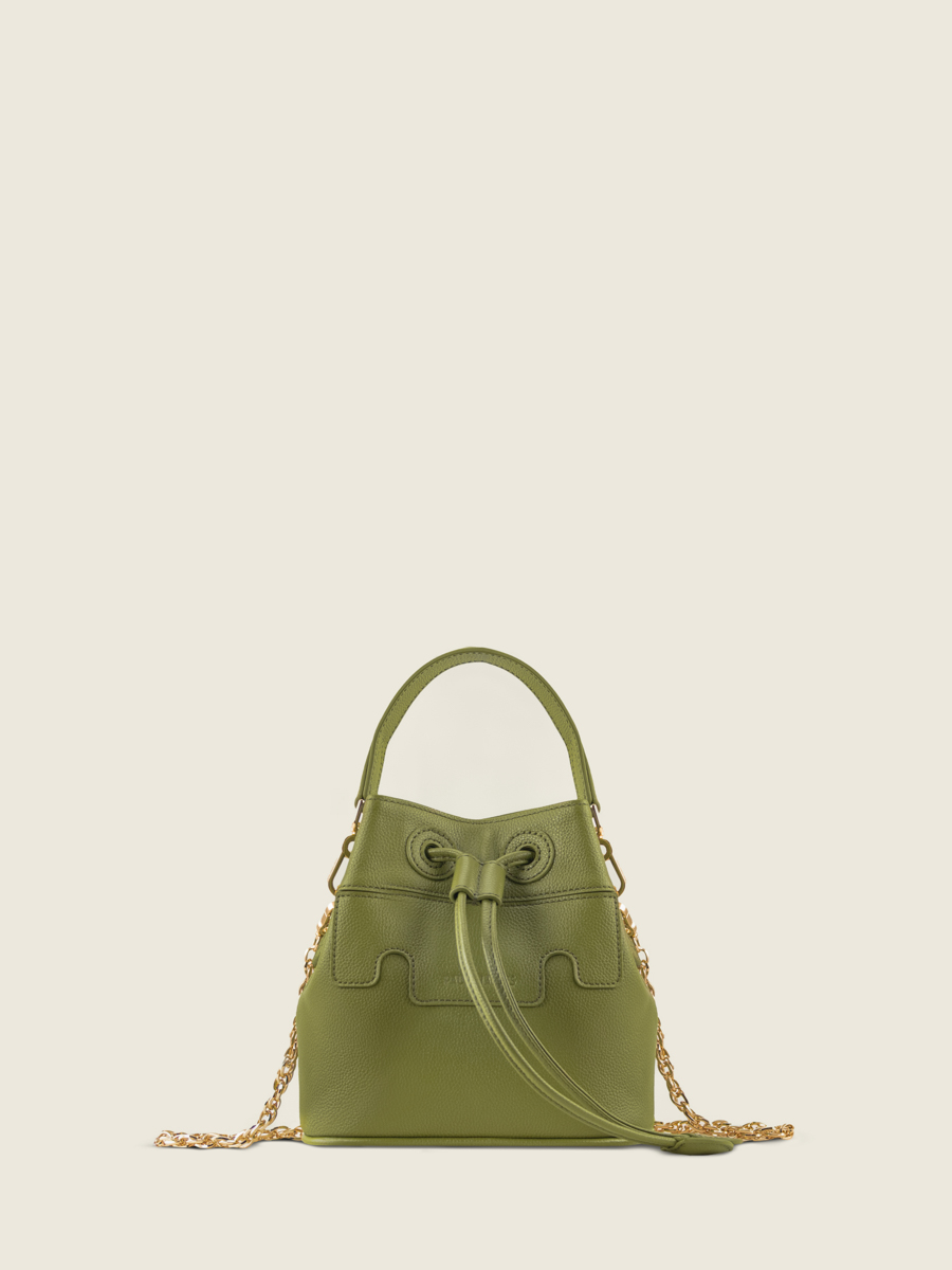mini-borsa-a-secchiello-in-pelle-capucine-xs-verde-oliva-vista-frontale-w39xs-gr-o
