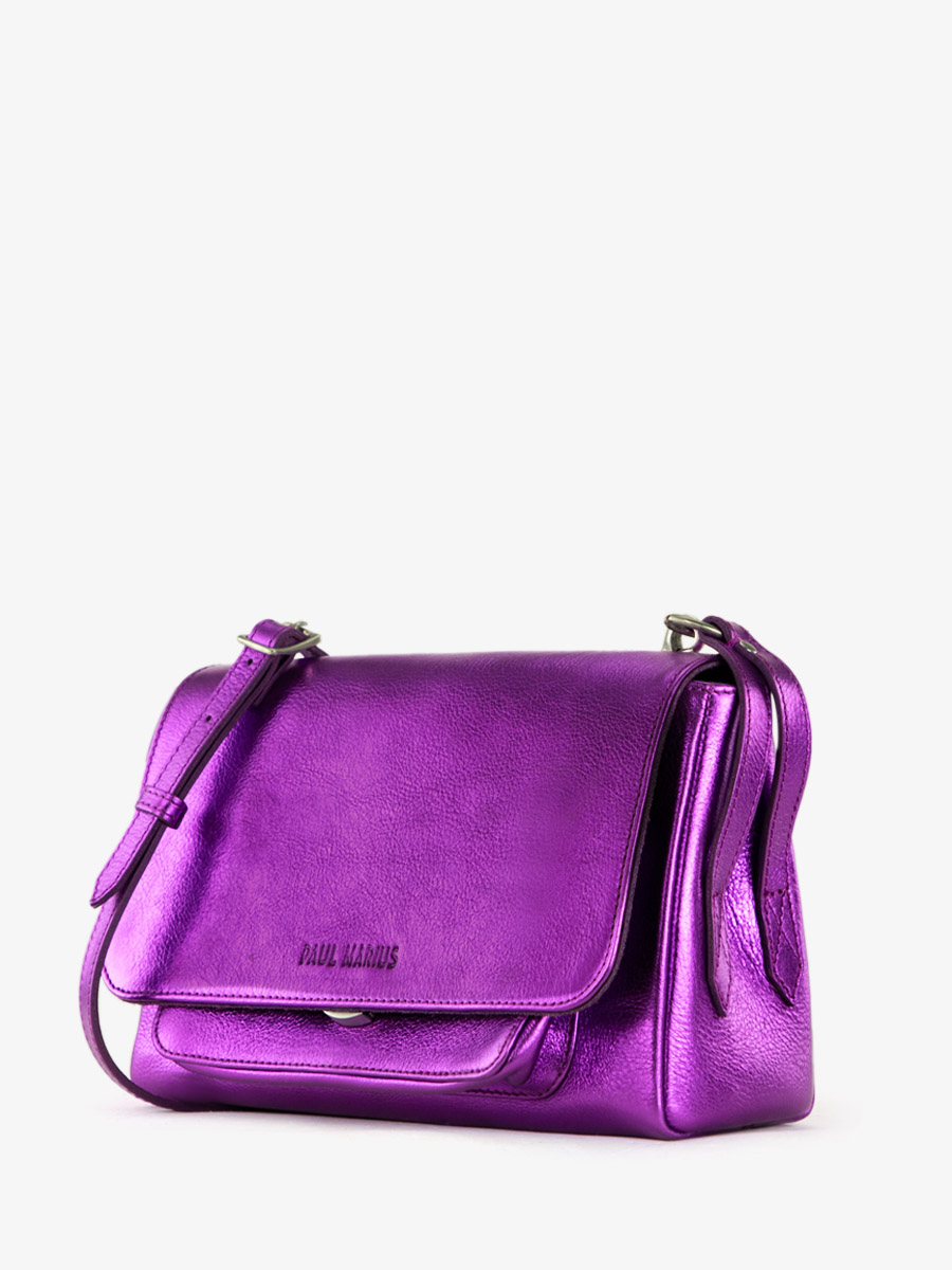 foto-vista-laterale-borsa-a-tramoggia-in-pelle-viola-metallizzata-diane-s-bonbon-paul-marius-w35s-m-p