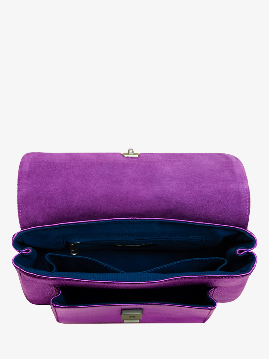 foto-vista-interna-borsa-a-tramoggia-in-pelle-viola-metallizzata-diane-s-bonbon-paul-marius-w35s-m-p