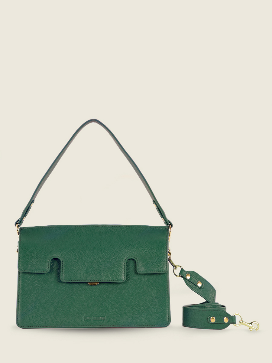 foto-vista-frontale-borsa-baguette-in-pelle-verde-gabrielle-azur-verde-imperial-paul-marius-w42-az-gr
