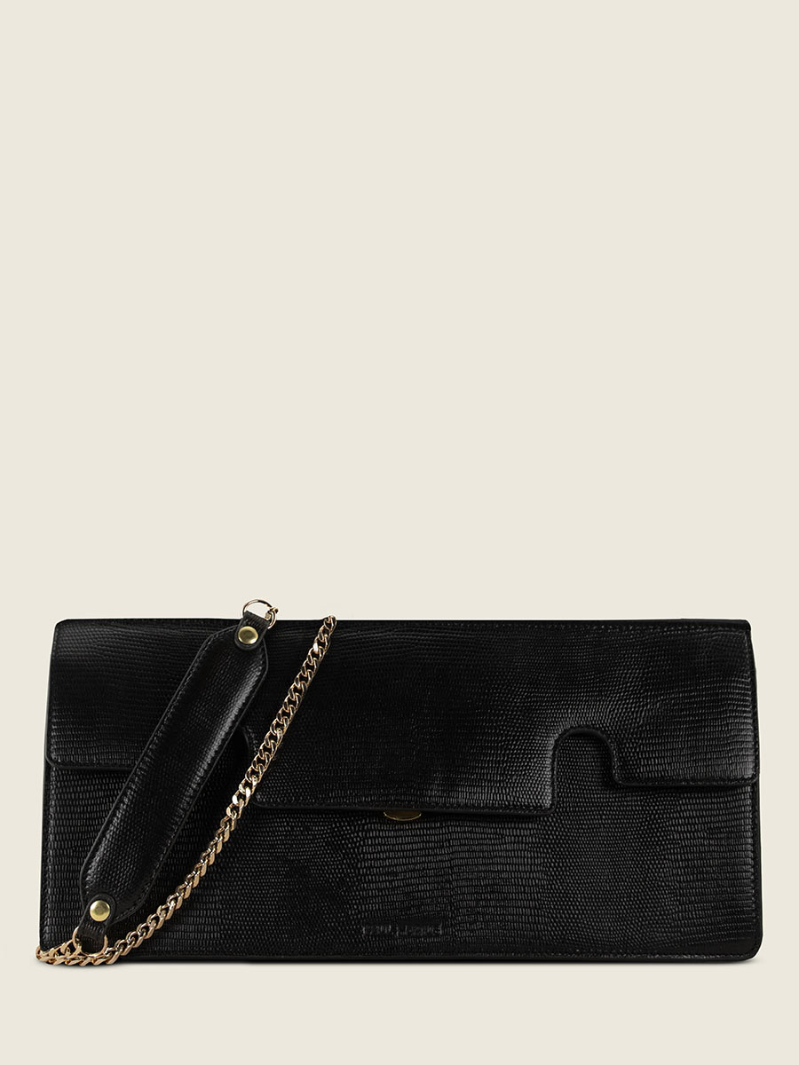 foto-vista-frontale-borsa-baguette-in-pelle-nera-corvino-gabrielle-ultra-long-1960-paul-marius-w42l-l-b