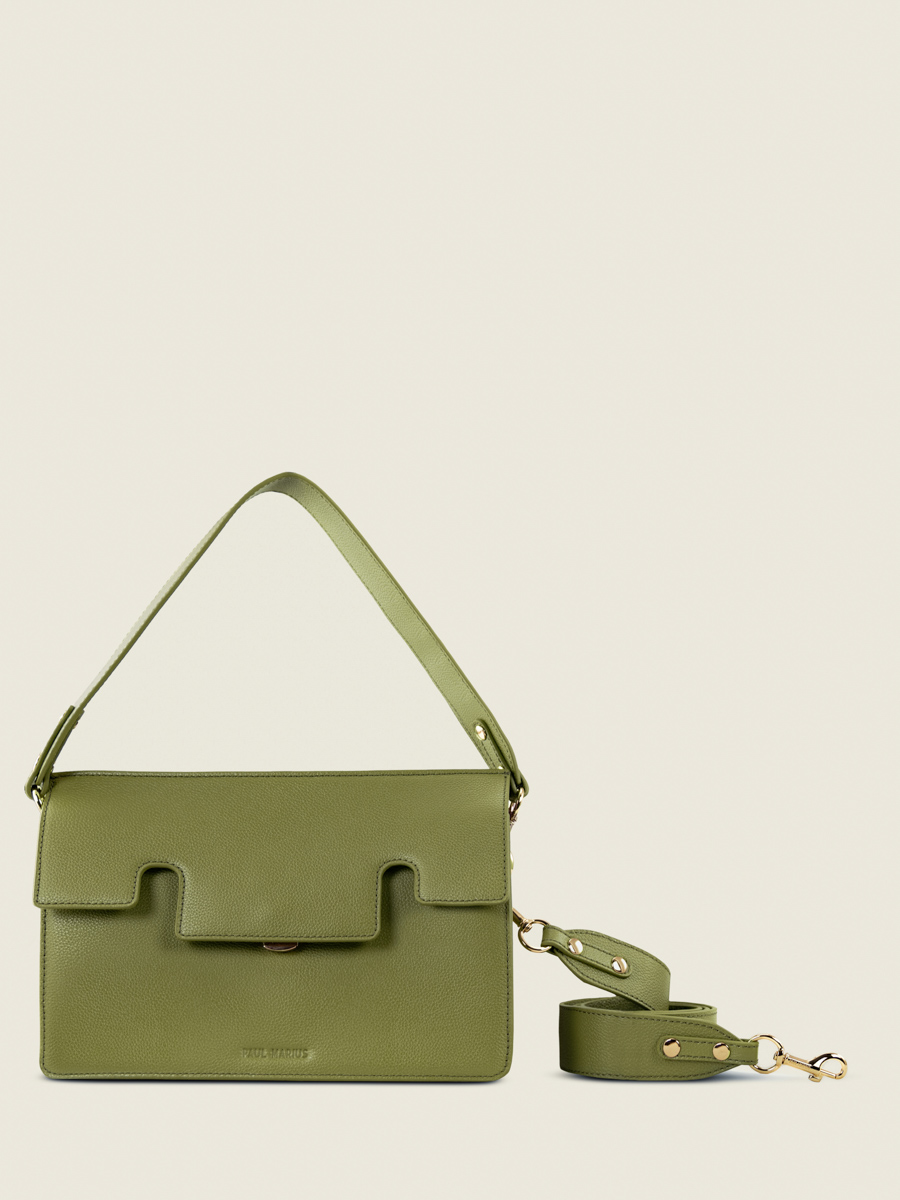 borsa-baguette-in-pelle-gabrielle-verde-oliva-vista-frontale-w42-gr-o
