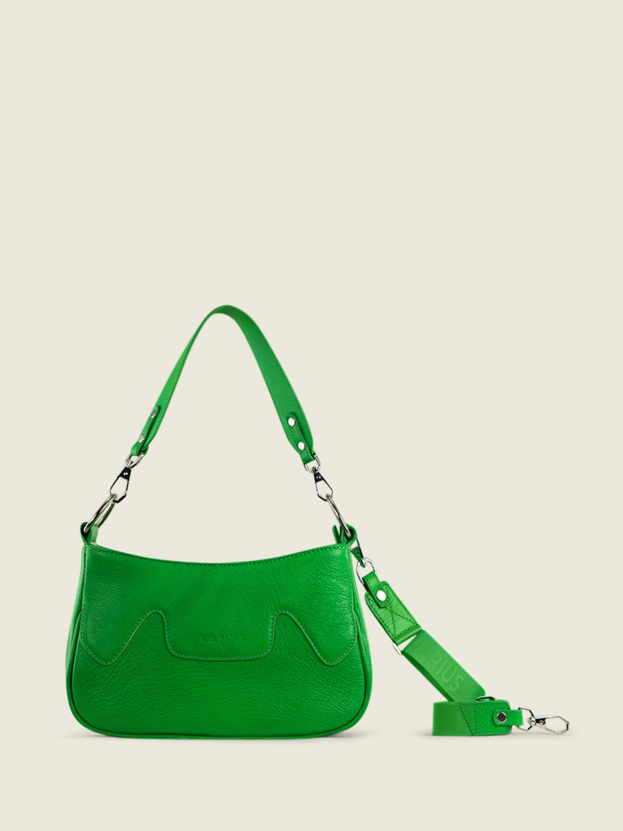 foto-vista-frontale-borsa-a-mezzaluna-in-pelle-verde-garance-neon-paul-marius-w40-ne-gr