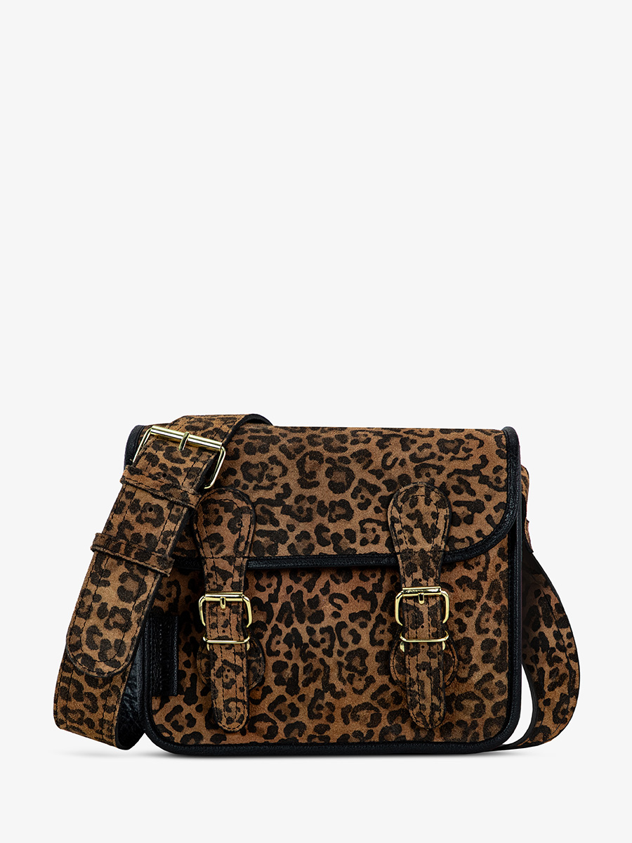 borsa a tracolla lasacoche s leopard nero vista frontale m02s10 lp b