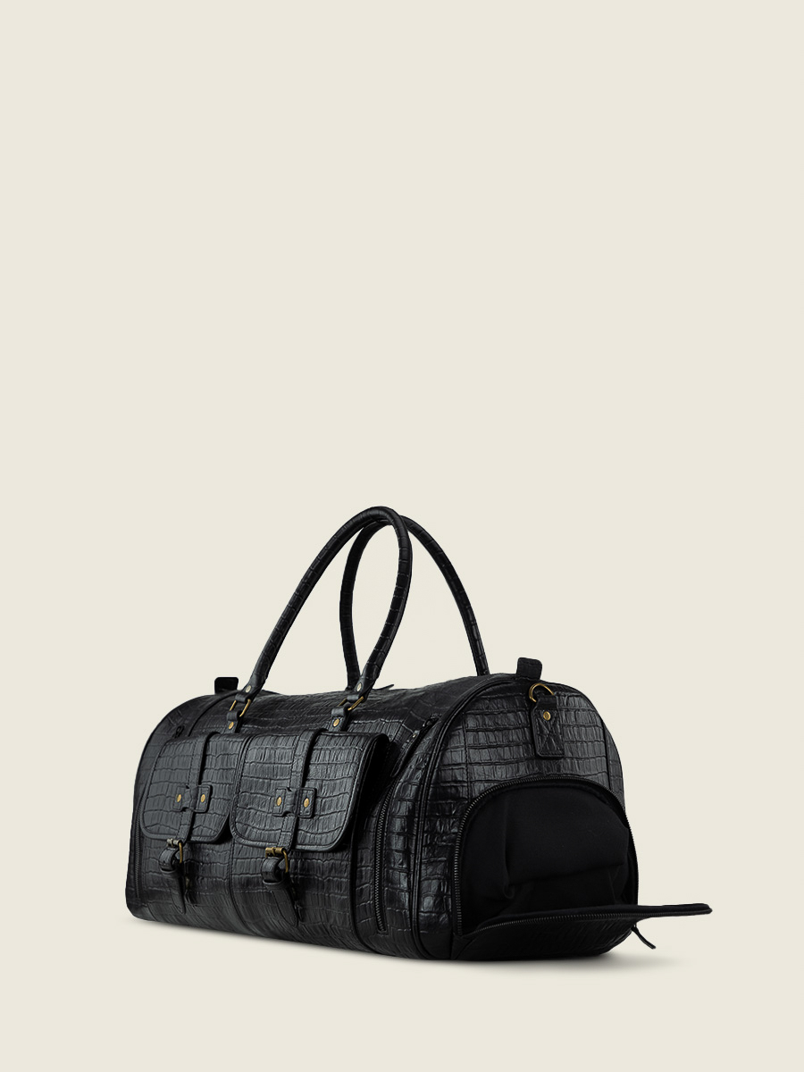 foto-vista-posteriore-borsa-da-viaggio-in-pelle-unisex-nera-le48h-heritage-nero-corvino-paul-marius-m107-cr-b