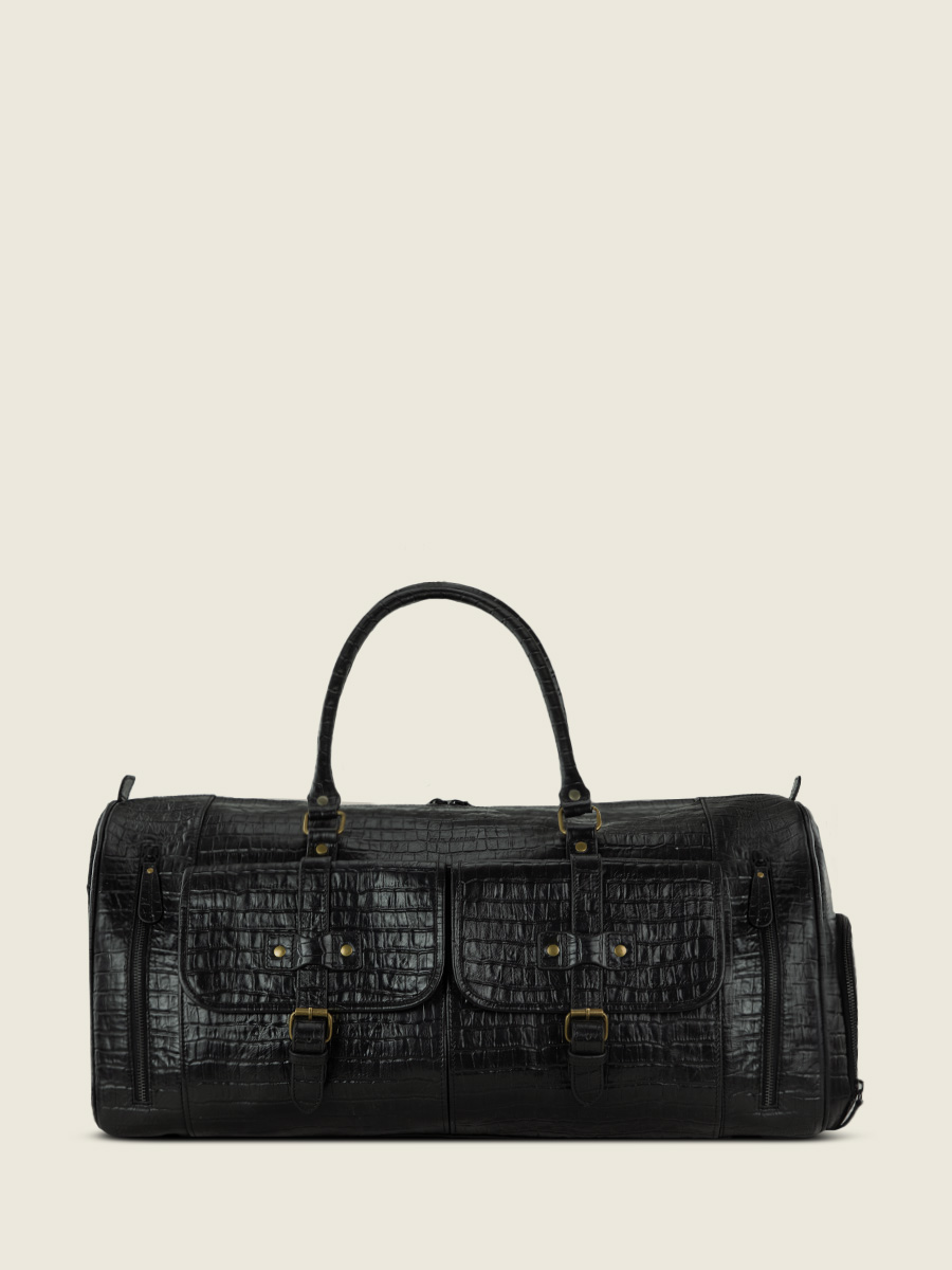 foto-vista-laterale-borsa-da-viaggio-in-pelle-unisex-nera-le48h-heritage-nero-corvino-paul-marius-m107-cr-b
