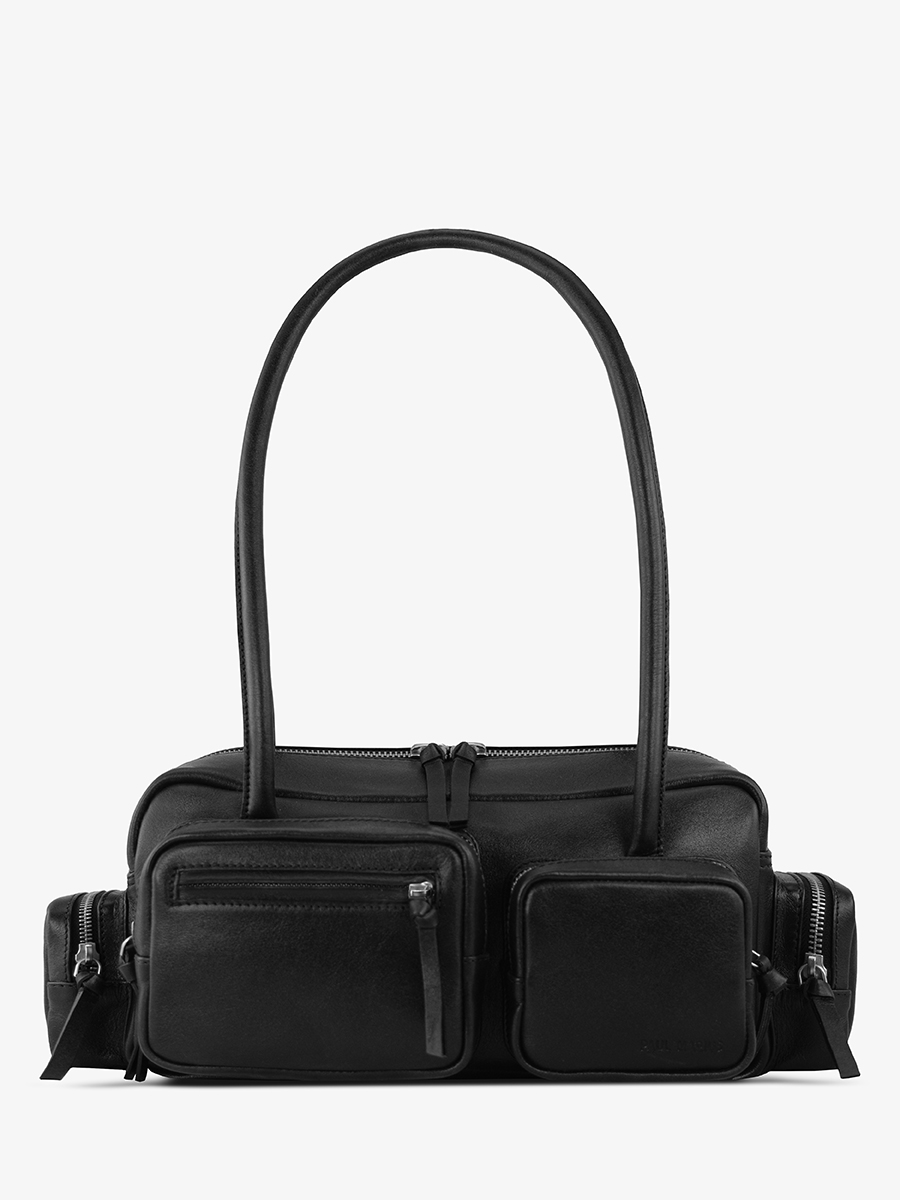 borsa-multitasking-in-pelle-lebasset-anni-90-nera-vista-frontale-w56-b
