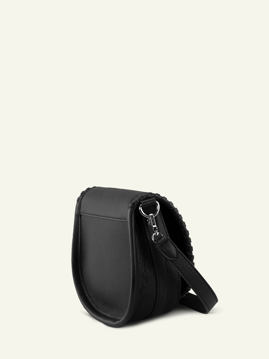 borsa a tracolla in pelle LeBobo nera vista laterale w61s-b