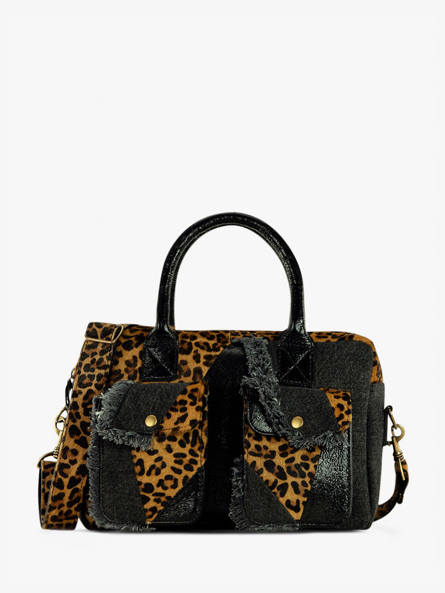 foto-vista-frontale-borsa-mano-in-pelle-nera-leopardata-ledandy-s-chimere-denim-nera-paul-marius-w04s-ch-b-denim