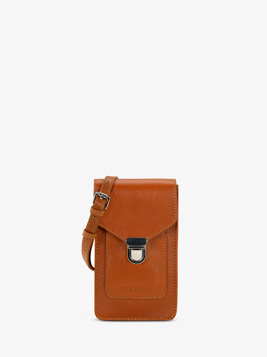 borsa-telefono-pelle-marrone-leporte-telefono-cognac-vista-frontale-m88-co