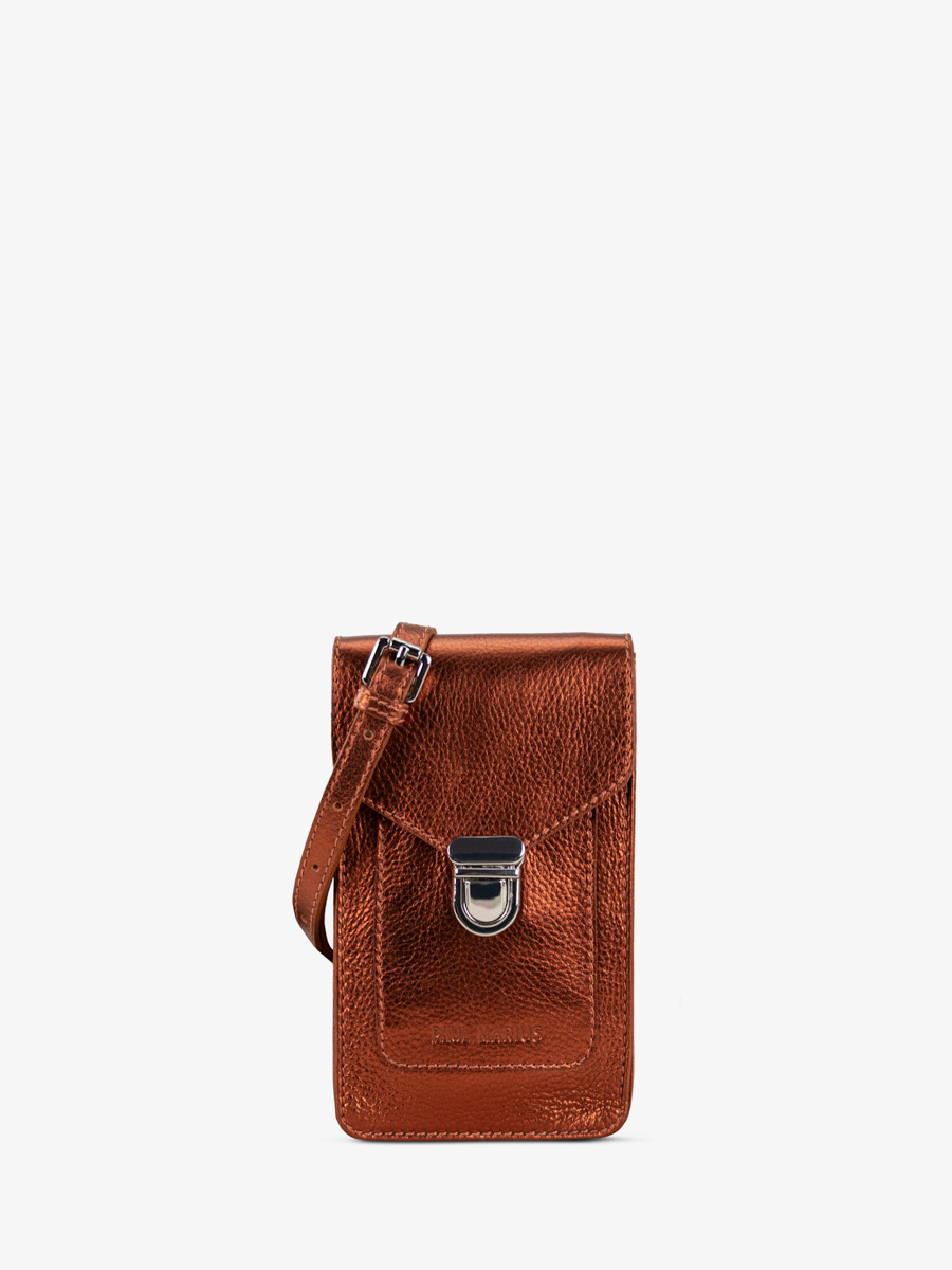borsa-telefono-pelle-rame-leporte-telefono-Ginger-vista-frontale-m88-m-o