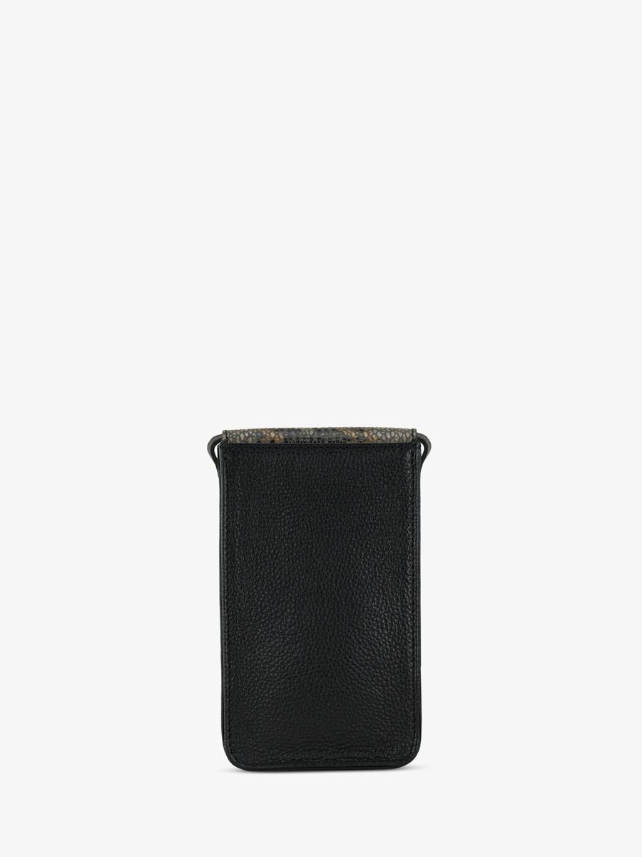 borsa-porta-telefono-in-pelle-leporte-telephone-python-grigio-nero-vista-posteriore-m88-p-gre-b