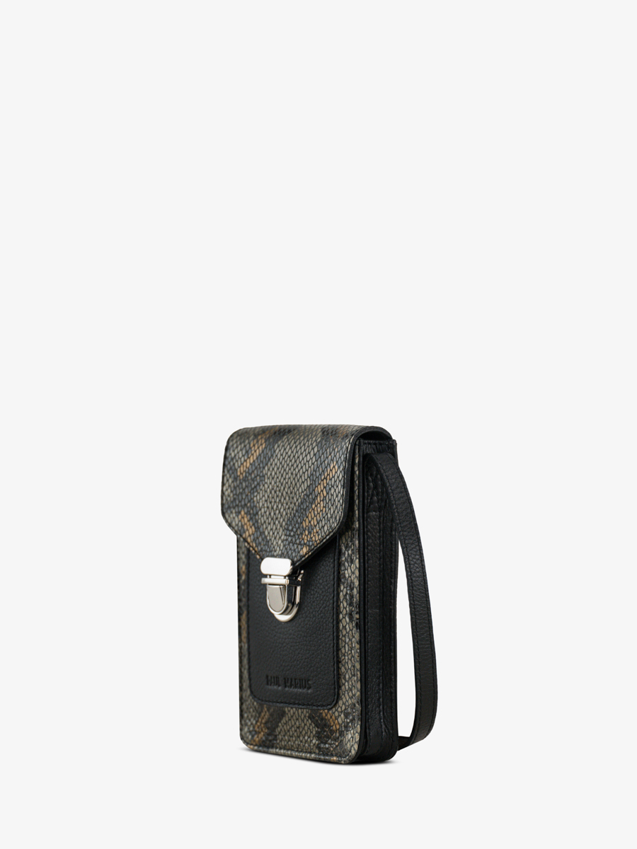 borsa-telefono-in-pelle-porta-telefono-pitone-grigio-nero-vista-laterale-m88-p-gre-b