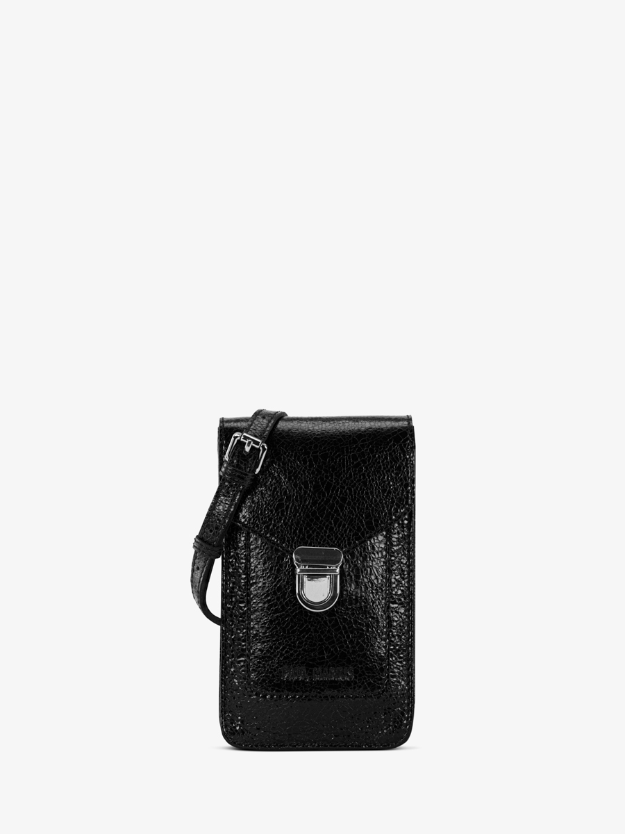 borsa-telefono-pelle-nera-leporte-telefono-eclipse-vista-frontale-m88-m-b