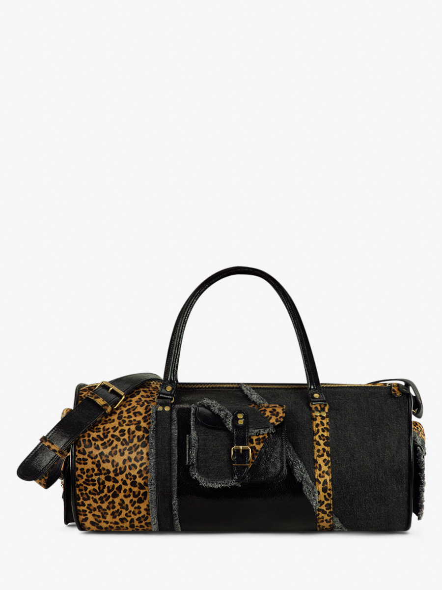 foto-vista-faccia-borsa-da-viaggio-in-pelle-nera-leopardata-levoyageur-xl-chimere-denim-nera-paul-marius-m08s60-ch-b-denim