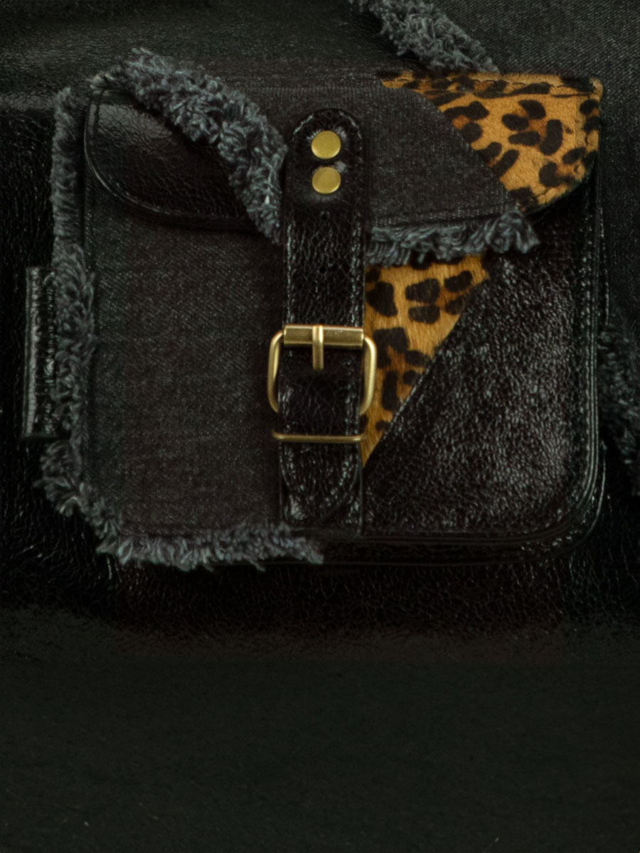 foto-vista-zoom-materiale-borsa-da-viaggio-in-pelle-nera-leopardata-levoyageur-xl-chimere-denim-nera-paul-marius-m08s60-ch-b-denim
