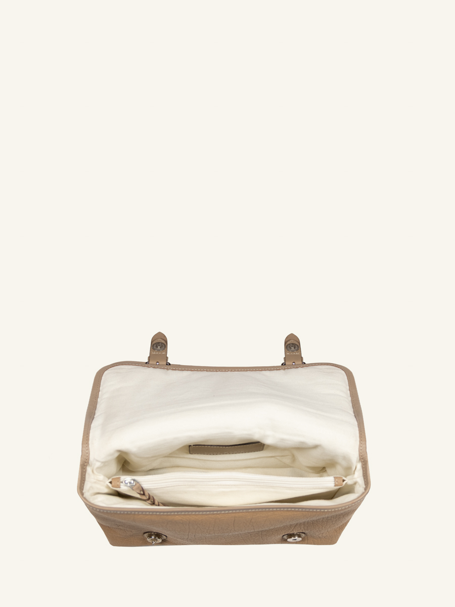 borsa a tracolla in pelle Loulou color talpa - vista interna