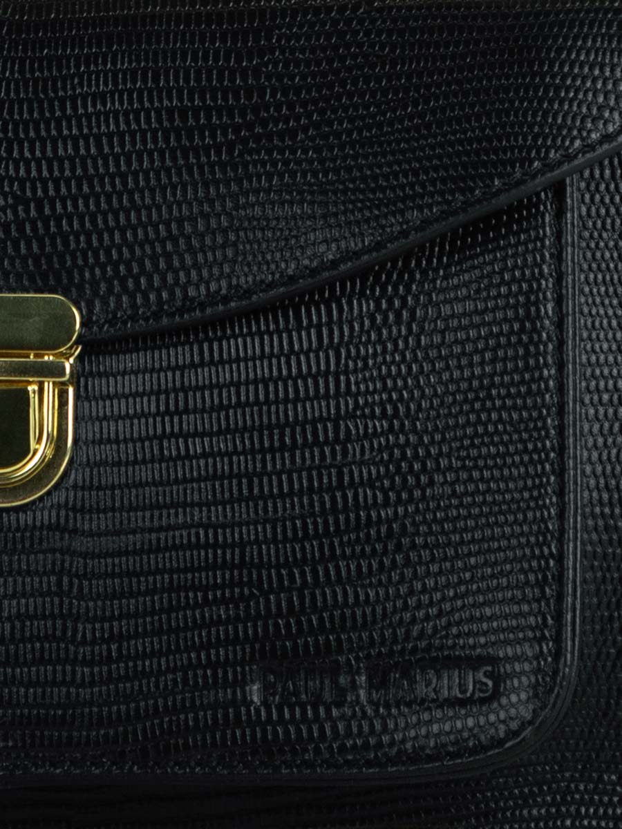 foto-vista-zoom-materiale-borsa-mano-in-pelle-nera-d'ambra-mademoiselle-george-1960-paul-marius-w05-l-b