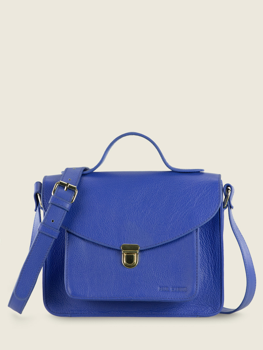 foto-vista-faccia-borsa-mano-in-pelle-blu-mademoiselle-george-azur-bleu-roi-paul-marius-w05-az-blu