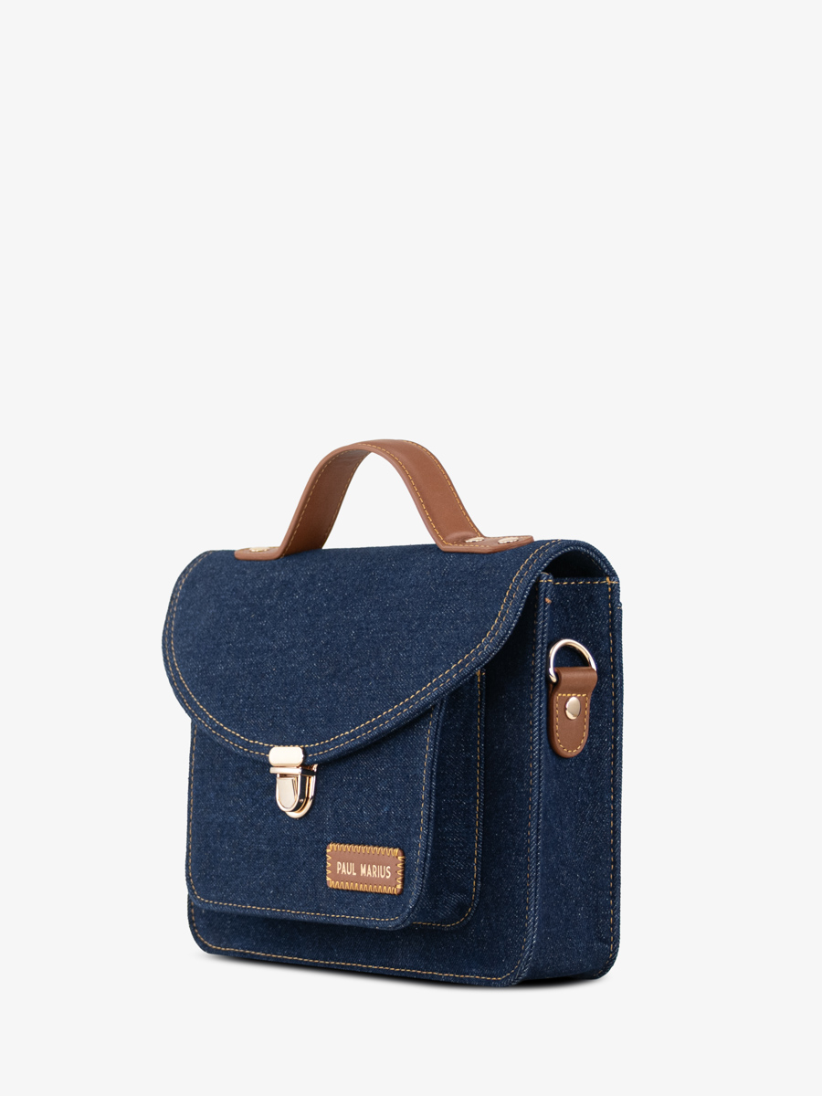 borsa-a-tracolla-in-pelle-blu-jeans-Mademoiselle George-n2-denim-grezzo-vista-laterale-W105 DBLU-DENIM
