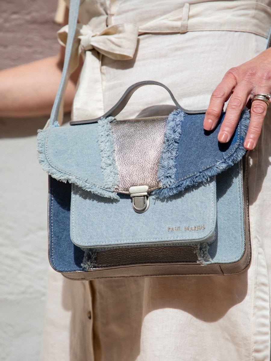 foto-vista-zoom-materiale-borsa-mano-in-denim-argento-donna-mademoiselle-george-denim-acier-paul-marius-w05-gm-denim