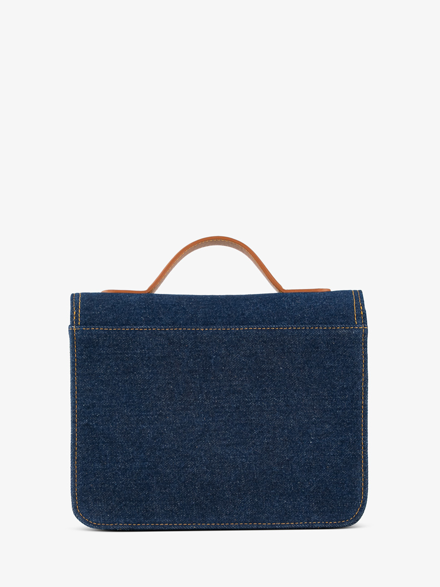 borsa-a-tracolla-in-pelle-blu-jeans-Mademoiselle George-n2-denim-grezzo-vista-posteriore-W105 DBLU-DENIM