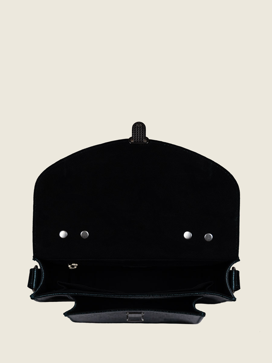 borsa a tracolla in pelle verde scintillante Mademoiselle George minuit vista interna w05 m gr