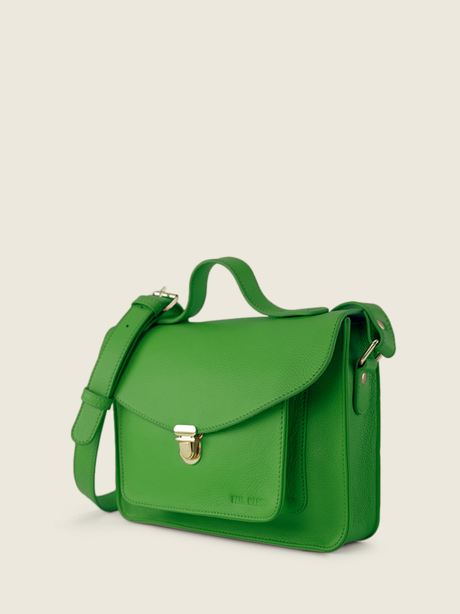 foto-vista-lato-borsa-a-tramoggia-in-pelle-verde-mademoiselle-george-sorbet-kiwi-paul-marius-w05-sb-gr