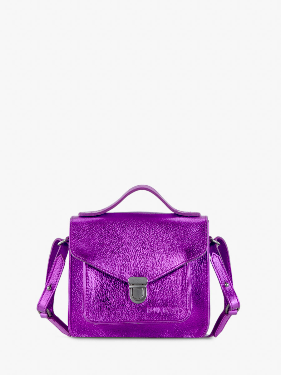 foto-vista-frontale-borsa-a-mano-in-pelle-viola-metallizzata-mademoiselle-george-xs-bonbon-paul-marius-w05xs-m-p