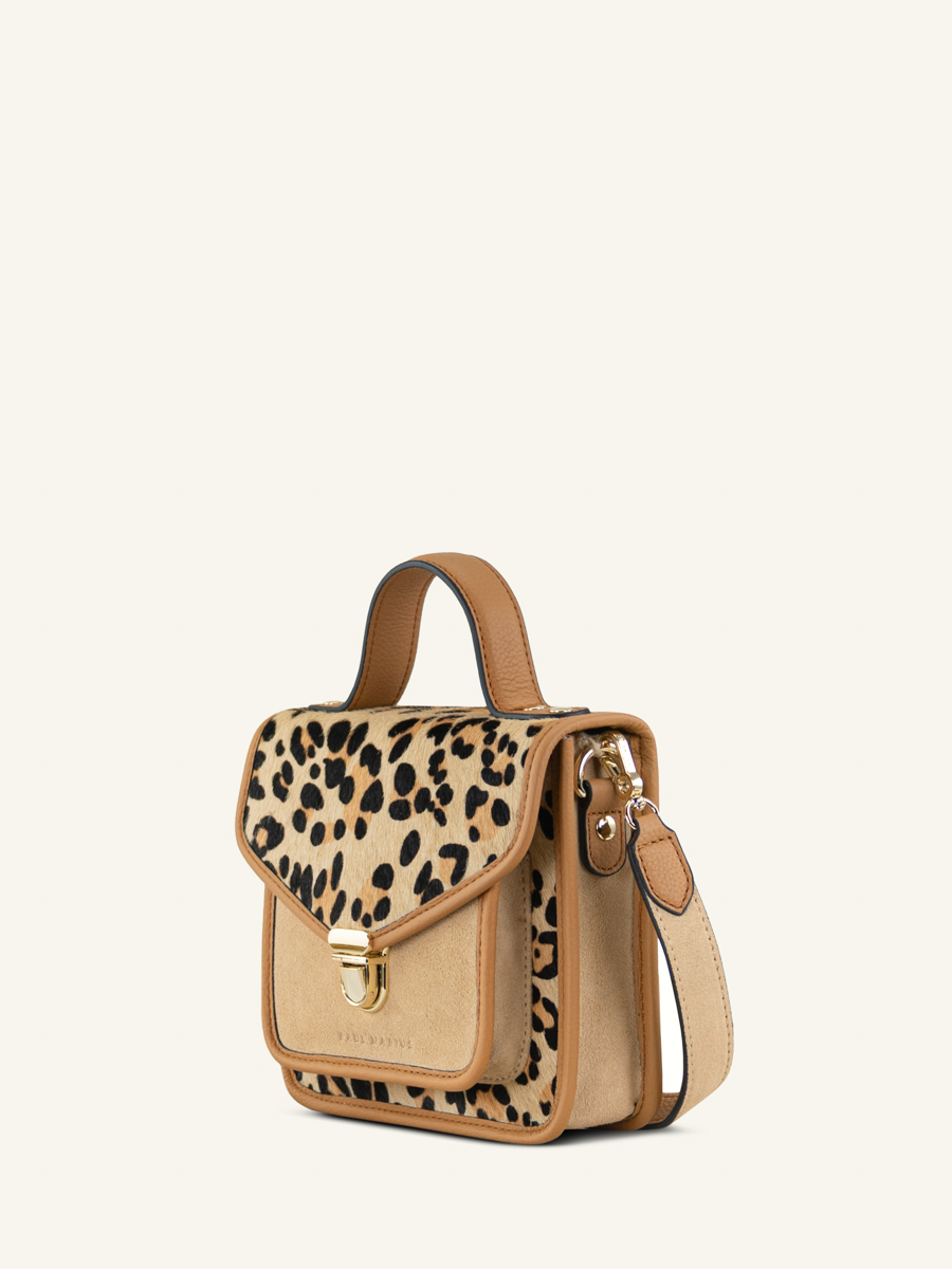 borsa-a-mano-in-pelle-Mademoiselle George XS-leopard-beige-vista-laterale-w05xs-lp-bei
