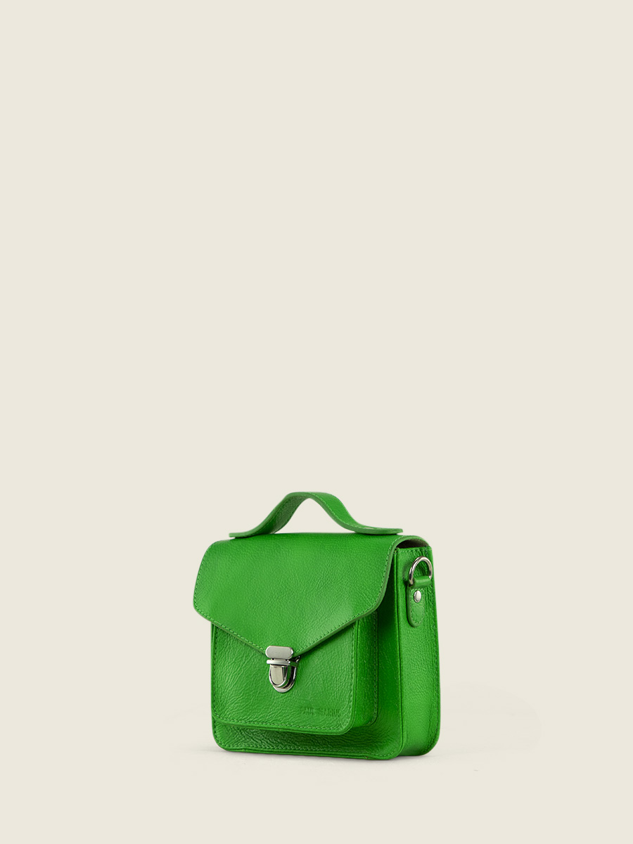 foto-vista-laterale-borsa-a-mano-in-pelle-verde-mademoiselle-george-xs-neon-paul-marius-w05xs-ne-gr