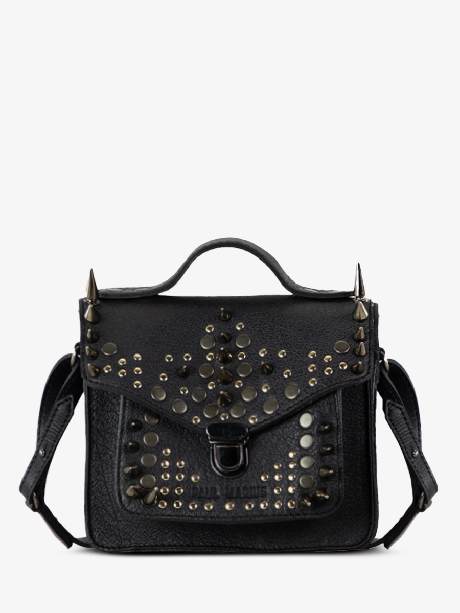 foto-vista-frontale-mini-borsa-a-tramoggia-in-pelle-nera-mademoiselle-george-xs-edizione-nera-opus-paul-marius-w05xs-bed-op4-b