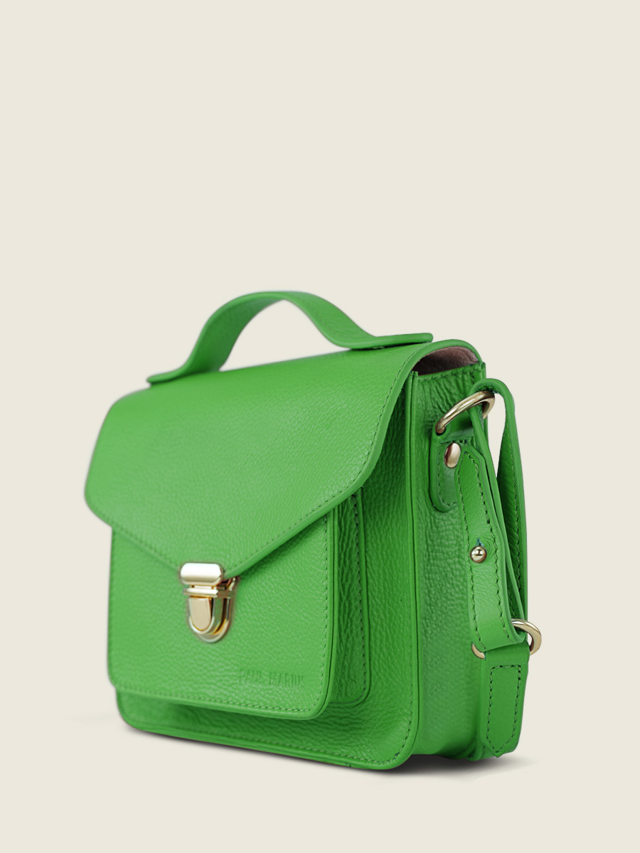 foto-vista-laterale-mini-borsa-a-tramonto-in-pelle-verde-mademoiselle-george-xs-sorbet-kiwi-paul-marius-w05xs-sb-gr