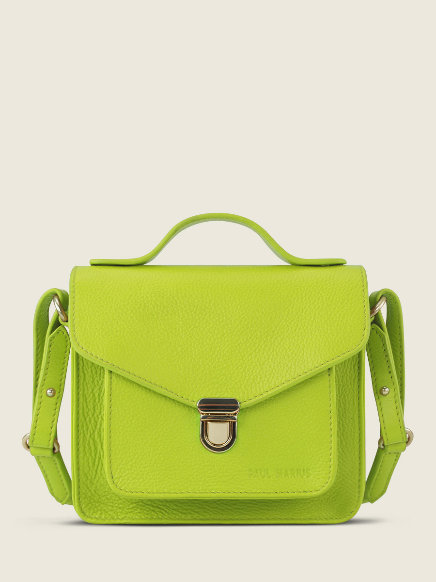 foto-vista-laterale-mini-borsa-a-tramonto-in-pelle-verde-mademoiselle-george-xs-sorbet-pomme-paul-marius-w05xs-sb-lgr