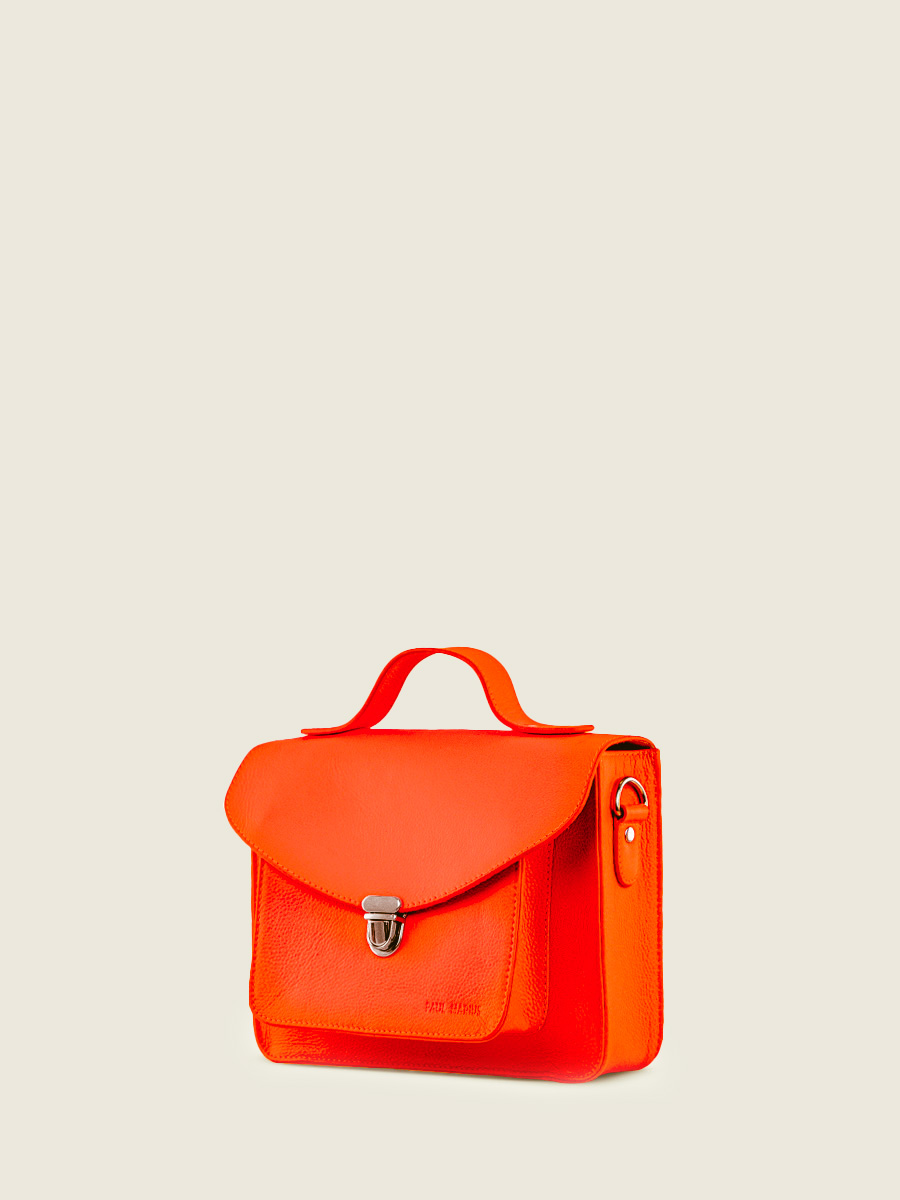 foto-vista-lato-borsa-a-mano-in-pelle-arancione-mademoiselle-george-neon-paul-marius-w05-ne-o