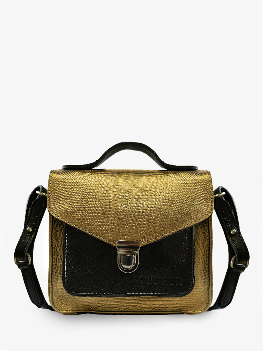 foto-vista-laterale-borsa-a-mano-in-pelle-dorata-nera-mademoiselle-george-xs-oro-nero-paul-marius-w05xs-l-g-b