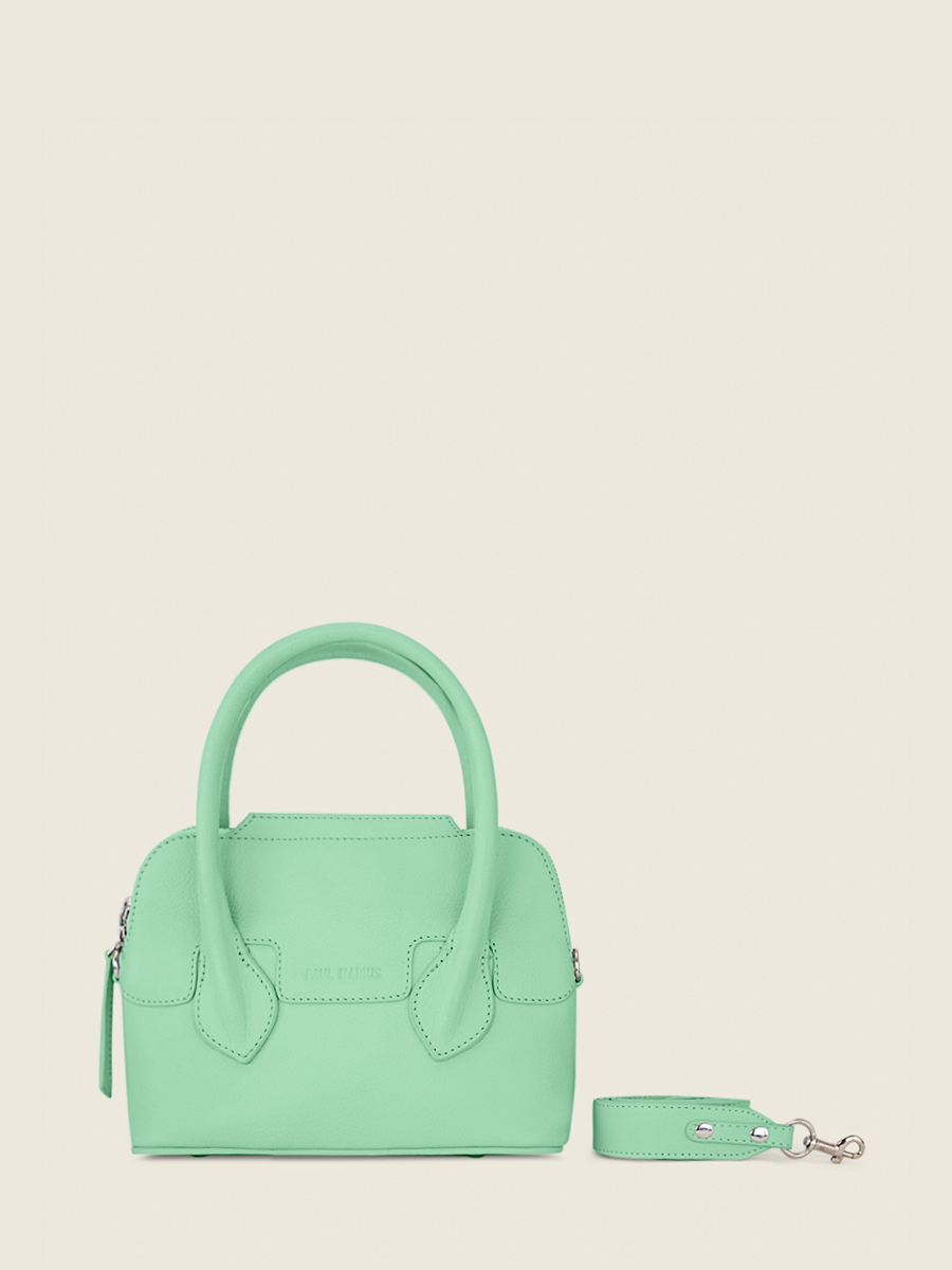 foto-vista-frontale-mini-borsa-a-mano-in-pelle-verde-gisele-xs-pastel-menta-paul-marius-w32xs-pt-gr