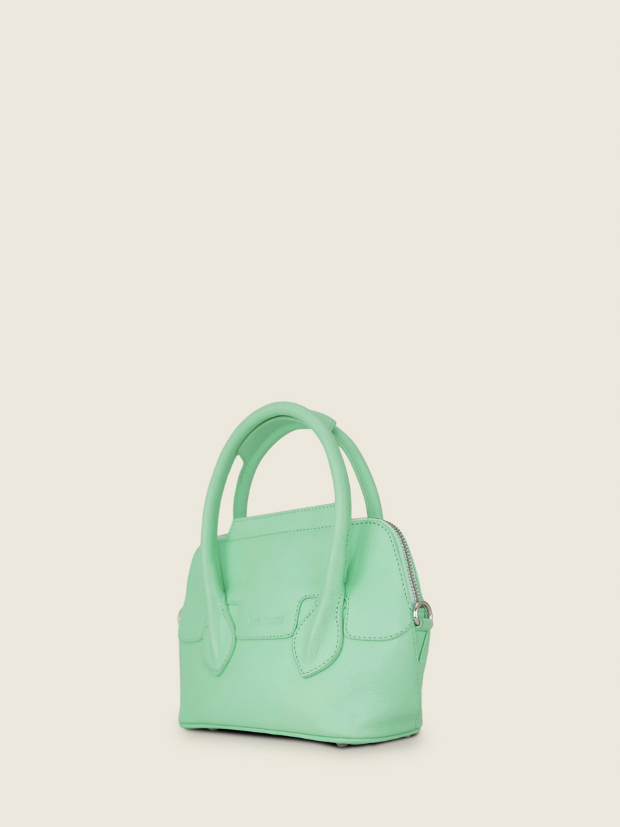 foto-vista-laterale-mini-borsa-a-mano-in-pelle-verde-gisele-xs-pastel-menta-paul-marius-w32xs-pt-gr