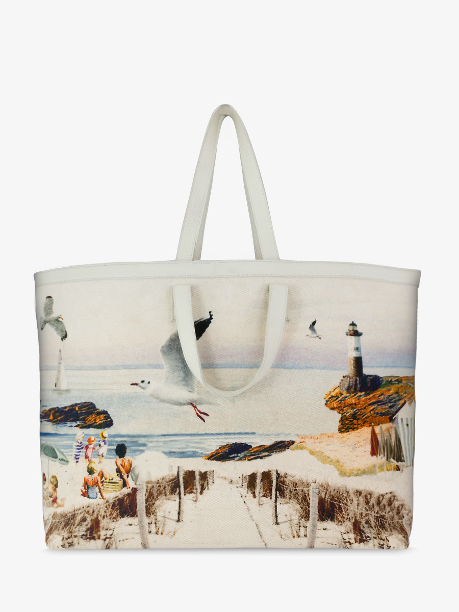 foto-vista-frontale-borsa-tessuto-stampata-spiaggia-dune-côte-ouest-plage-paul-marius-m25-cnv-beach