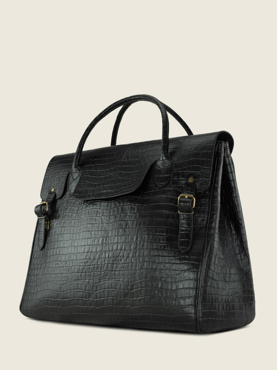 foto-vista-laterale-grande-borsa-da-viaggio-in-pelle-nera-rouen-delhi-heritage-nero-corvino-paul-marius-m105-cr-b