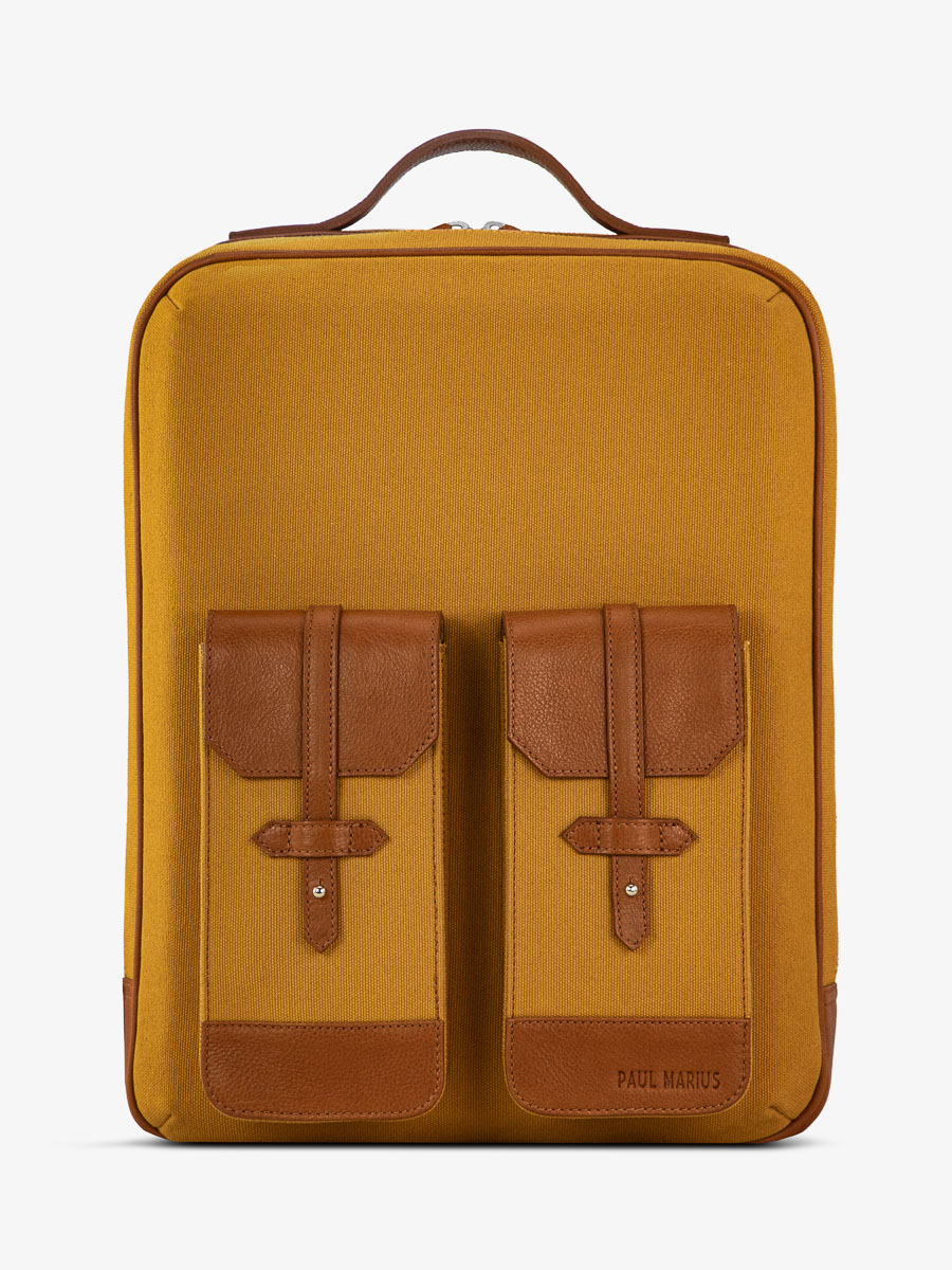 foto-vista-frontale-zaino-in-pelle-unisex-giallo-naturale-urbano-tela-safran-paul-marius-b08-ol-yc