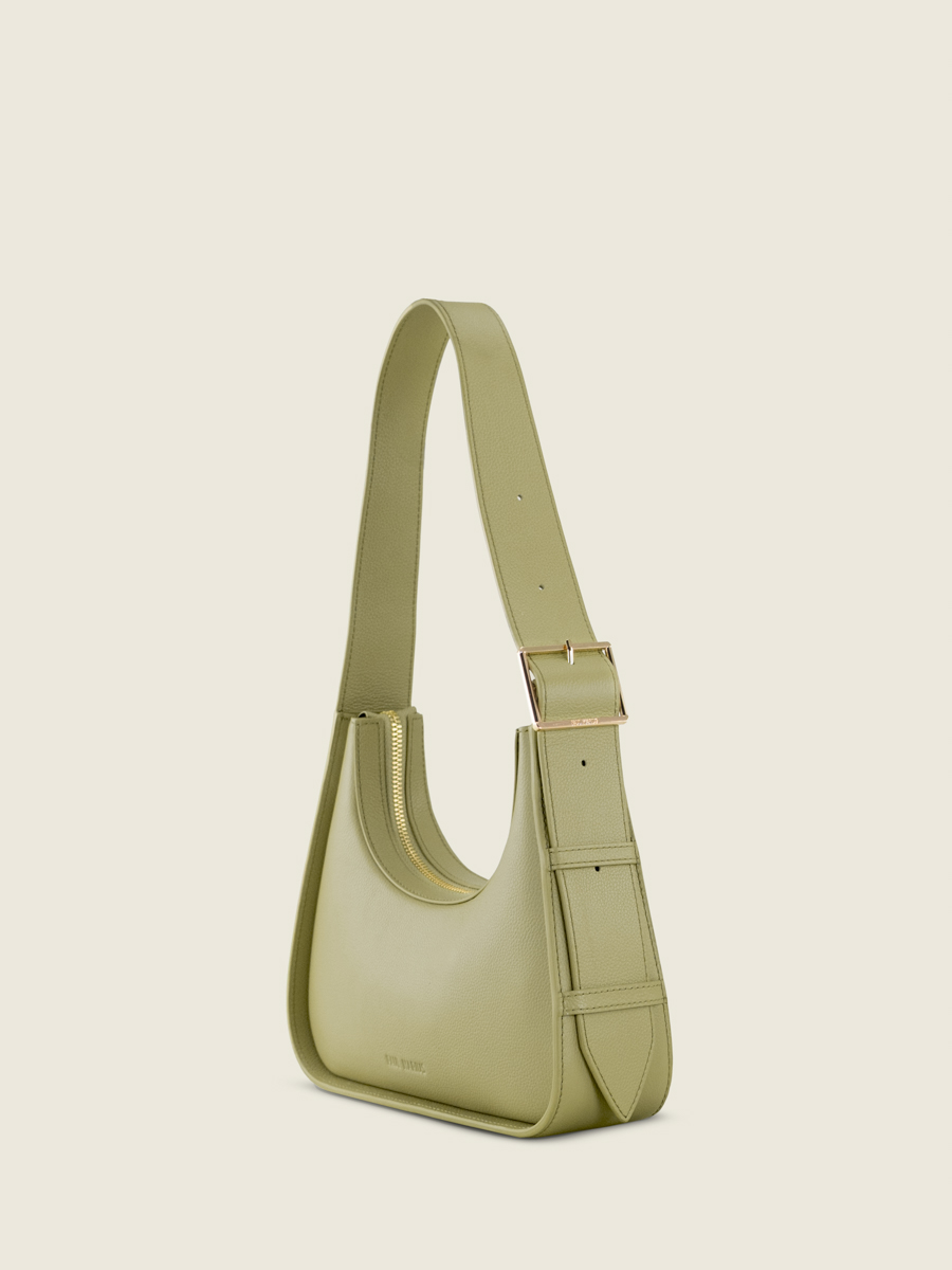 mini-borsa-baguette-in-pelle-verde-Victoire XS-mandorla-vista-laterale-w54xs-al