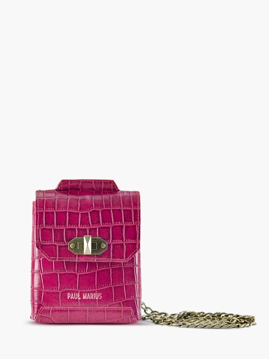 foto-vista-frontale-borsa-telefono-in-pelle-donna-agathe-alligator-rosa-paul-marius-m70-a-pi